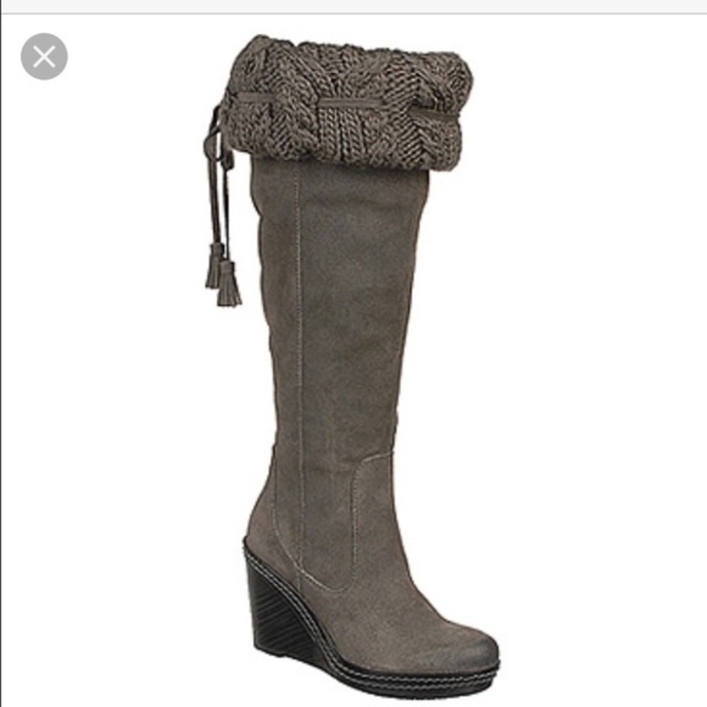 Wedge knee high boots